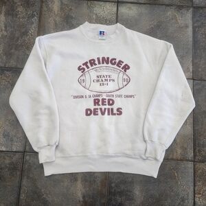 Vintage 90s Russell Athletic Men's Large Red Devils Football Crewneck Sweatshirt